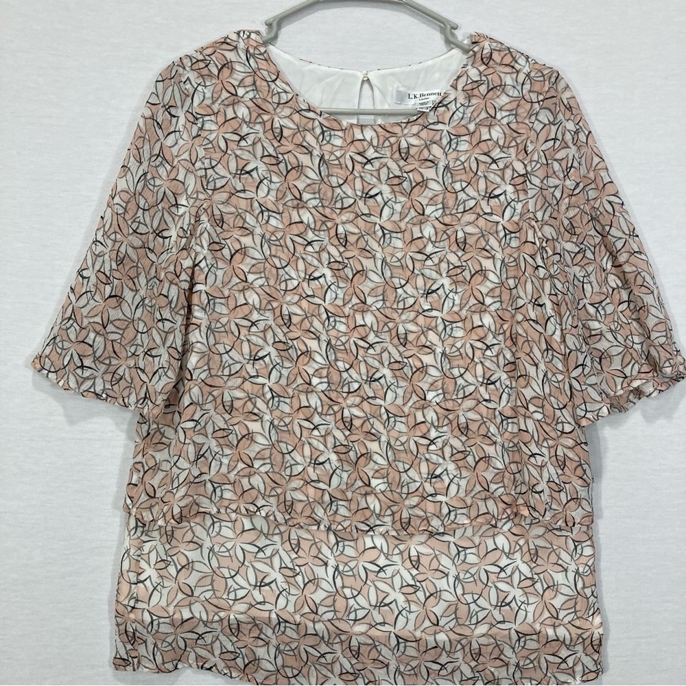 L.K. Bennett 100% Silk Floral Soft Lightweight Top size 8